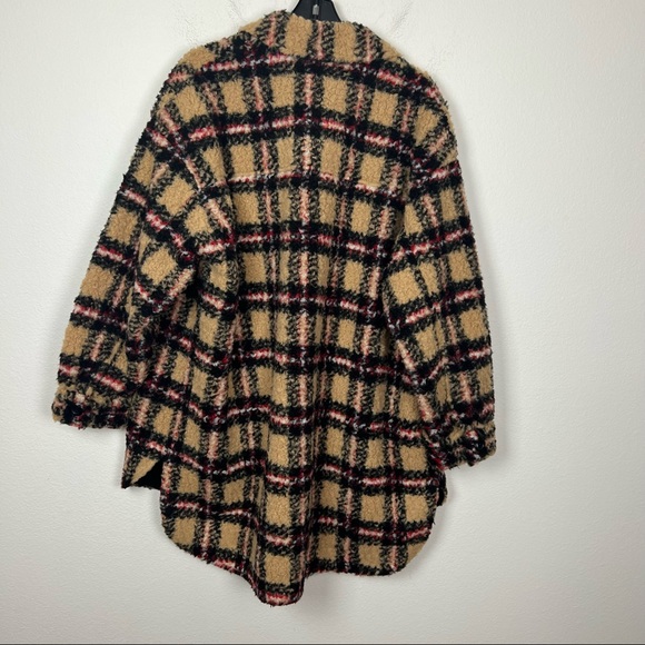 NWT Stand Studio Sabi plaid checkered faux shearling teddy oversized jacket 6 - Picture 5 of 8